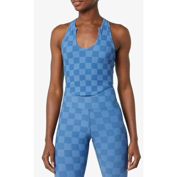 Women's Eleven by Venus Williams Ace Tank Ocean Checkered Print Active Top XS - Picture 2 of 7